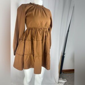 Boohoo Brown Long Sleeve Dress
